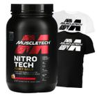 Whey Protein Nitro Tech Gold 1kg (MORANGO) + Camiseta (PRETO GG) - Muscletech