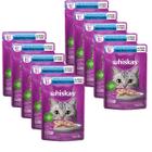 Whiskas Sache Gatos Castrados Sabor Peixe 85g 10 unid Ração úmida