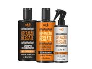 Widi kit Operação Resgate Shampoo Reconstrutor 300ml, Reconstrução 300ml, Leave In 200ml (3 produtos)