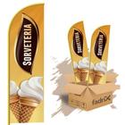 Wind Banner Dupla Face 3mt Completo Sorveteria Kit C/ 2unds