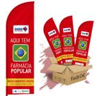 Wind Banner Dupla Face 3mt Farmácia Popular Kit C/ 3unds