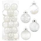 Wironlst Christmas Ball Ornaments Shatterproof Clear Large Plastic Hanging Ball Decorativo Baubles Set com decorações delicadas recheadas (70mm/2.76", branco)