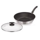 Wok Antiaderente Com Cabo 30 Cm E Tampa - Escovado - Dona Chefa