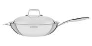 Wok grano em aco inox corpo triplo com tampa e cabo 32 cm 5,2 l rev int anti aderente tramontina