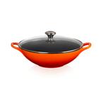 Wok Le Creuset 32cm C/ Tampa De Vidro Sig Laranja