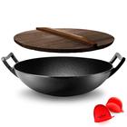 Wok Nutrichef de Ferro Fundido Pré-Temperado - 5,8L com Tampa