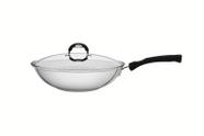 Wok tramontina astro silicone em aço inox com fundo triplo e tampa de vidro 28 cm 3,3 l