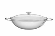 Wok Tramontina Ventura em Aço Inox com Fundo Triplo Tampa de Vidro 34 cm 5,7 L