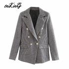 Women's Houndstooth Za Tweed Blazer Jaqueta Formal = XS