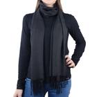 Xale Feminino Pashimina Viscose Lisa com Franja 70x180 cm Preto - 033419