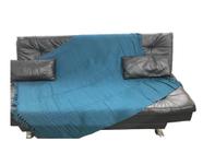 Xale Manta Decorativa Para Sofá Azul Com Franja 1,20x1,80 Tuut