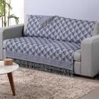 Xale Para Sofá Com Franja Luxor 1 Peça 2,10m x 1,35m 60% Algodão / 40% Poliéster Tecido Jacquard Azul Palmeira - Valle Enxovais