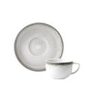 Xicara Café Com Pires 80ml Porcelana Schmidt - Dec. Esfera Cinza 2416