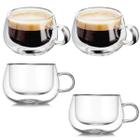 Xícara Café Vidro Duplo 150ml Kit 4 Unidades Caneca de Vidro