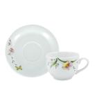 Xícara Chá com Pires 200ml Porcelana Schmidt - Dec. Carmem 2344