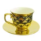 Xicara De Cafe De Porcelana Dourado detalhes preto 80ml porcelana chinesa - 99mx