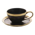 Xícara de Chá em Porcelana Preto e Dourado Dubai 200ml - WOLFF