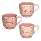 Xícara de porcelana de chá empilhavel 200ml rosa para cozinha / caneca cantinho do café deecorada