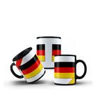 Xícara Preta Porcelana Bandeira Alemanha + Caixinha