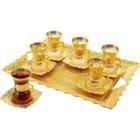 Xicaras De Chá Turca 13 Peças Xale Gold Luxury Glass Set