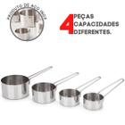 Xícaras Medidoras 4 Colheres Conjunto Inox Cozinha Dosador