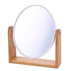 XPXKJ 8-Inch Mirrors Tabletop Vanity Makeup Mirror com 3X Ampliação Dupla Face 360 Graus Espelho de Aumento Giratório, Espelho de Vestir do Quarto do Banheiro (Bambu Oval, Branco)