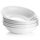 Y YHY 26 Onças Porcelana Pasta Salad Bowls, White Soup Bowl Set, Wide and Shallow, Set of 6, Spiral Pattern