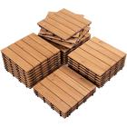 Yaheetech 27PCS Interlocking Pátio Deck Azulejos Piso ao ar livre para pátio jardim deck à beira da piscina Fir madeira interior exterior madeira natural