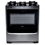 Fogão Consul 5 bocas cor Inox com mesa de vidro e trempe de ferro fundido