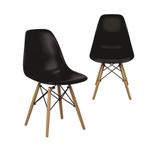 Kit 2 Cadeiras Charles Eames Eiffel Wood Design Trato - Preta