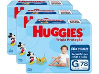 Kit Fraldas Huggies Tripla Proteção Tam. G