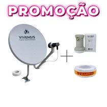 Antena Banda Ku Nova Parabólica Vivensis 60cm + LNBF + KIT CABO - 