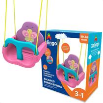 Balanço Infantil Borboletinha Rosa e Azul Com Encosto Regulável até 23Kg Com Cinto de segurança Xalingo - 09356 - 