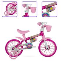 Bicicleta Infantil Bike 3 a 5 Anos  Com Roda Treinamento Flower Aro 12 Nathor  - 