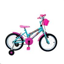 Bicicleta Infantil Menina Aro 16 Com Rodinhas Cestinha Super Resistente - None