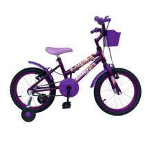 Bicicleta Infantil Menina Aro 16 Com Rodinhas Cestinha Super Resistente - None