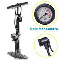 Bomba De Ar Manual Portátil Encher Pneu Bicicleta Moto Carro Bola Boia Colchão Inflável Bike 160psi Com Manometro - MULTILASER