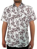 camisa de botão florida branca
