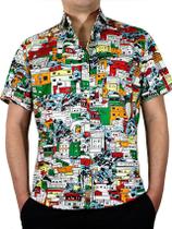 camisa estampada masculina manga curta