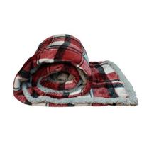 Cobertor Áustria Sherpa Xadrez Vermelho Casal 180X220cm - Home Design - 