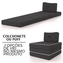 Colchonete Solteiro Pro Dormir Puff Multiuso Com Travesseiro 70x188x12 Grafite Probel - 