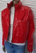 jaqueta vinil vermelha