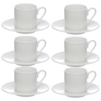 Jogo Xícaras Café Brancas Com Pires 12 Peças Porcelana 80ml - Hauskraft