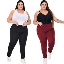 Kit 2 calças legging plus size feminina elastano cinza a academia pronta entrega - MAXIMOS 