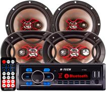 Kit Automotivo Player Mp3 Bluetooth + Par Falante Bravox 6" + Par 6X9 - Kit Fácil - 