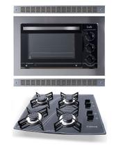 Kit Forno Embutir Inox 45L Cooktop 4 Bocas Preto Safanelli - 