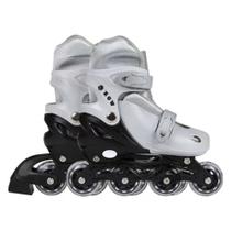 Patins Roller Infantil Regulável Lazer Criança Jovem Esporte Color 4 Rodas Cinza Tamanho M 34-37 Mor - 