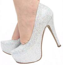 Sapato Vizzano Meia Pata Glitter Prata