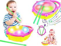 Tambor Infantil Baqueta Som Luz Instrumento Musical - Brinquedo Infantil