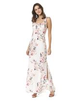 vestido longo crepe floral